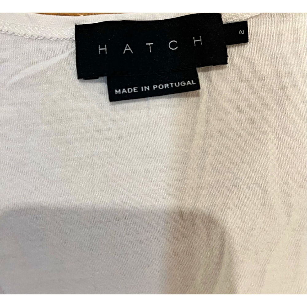 Hatch Womens Size 2 White V-Neck Short Sleeve Viscose Maternity T-Shirt